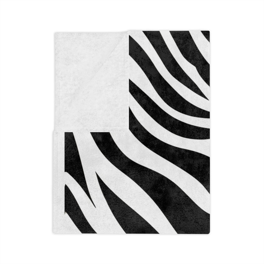 Black and White | Zebra Lines Velveteen Microfiber Blanket