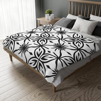 Black and White Pattern Velveteen Microfiber Blanket (Two-sided print)