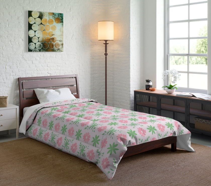Floral Comforter, Cozy Floral Bedding, Springtime Bedspread, Flower Pattern Comforter Set, Boho Home Decor, Dorm Room Essentials