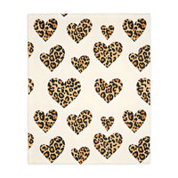 Velveteen Microfiber Blanket, Leopard Print Heart Throw, Cozy Bedding, Animal Lover Gift, Double-sided Couch Cover, Home Decor Accent