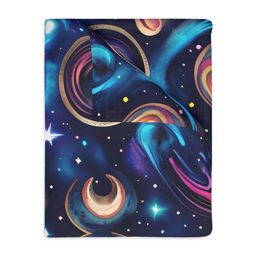 Space / Planet Velveteen Microfiber Blanket (Two-sided print)