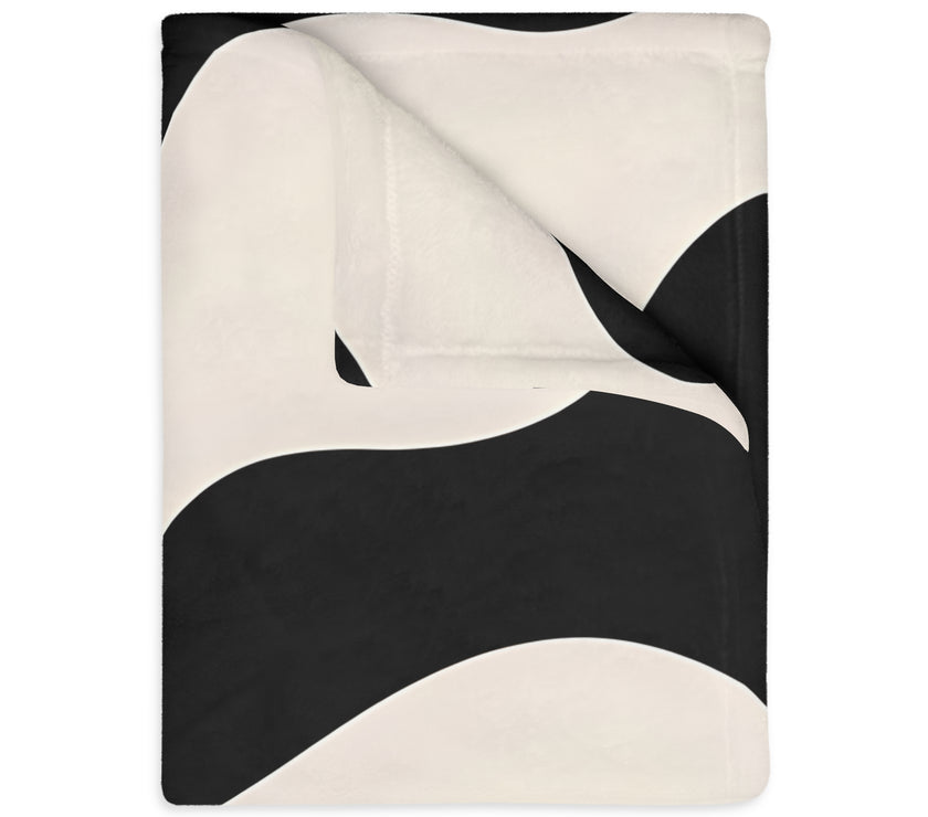 Black and White Velveteen Microfiber Blanket (Two-sided print)