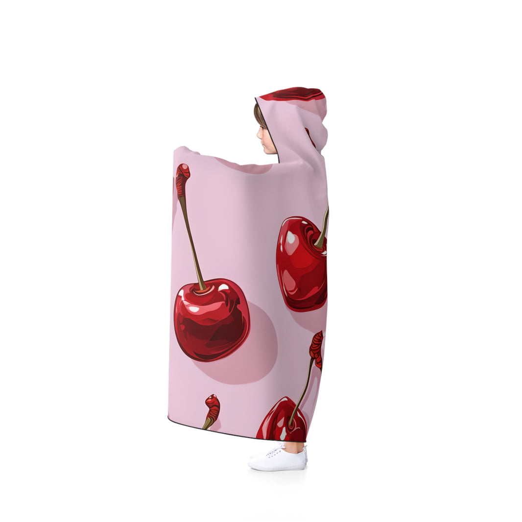 Cherry Print Hooded Blanket - Cozy, Stylish, Perfect for Lounging and Gifting, Great for Summer Picnics, Birthdays, and More!