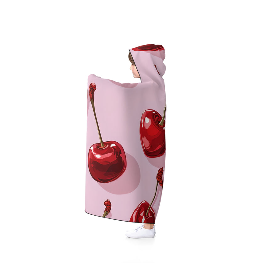 Cherry Print Hooded Blanket - Cozy, Stylish, Perfect for Lounging and Gifting, Great for Summer Picnics, Birthdays, and More!