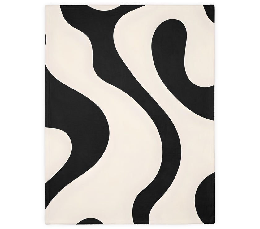 Black and White Velveteen Microfiber Blanket (Two-sided print)