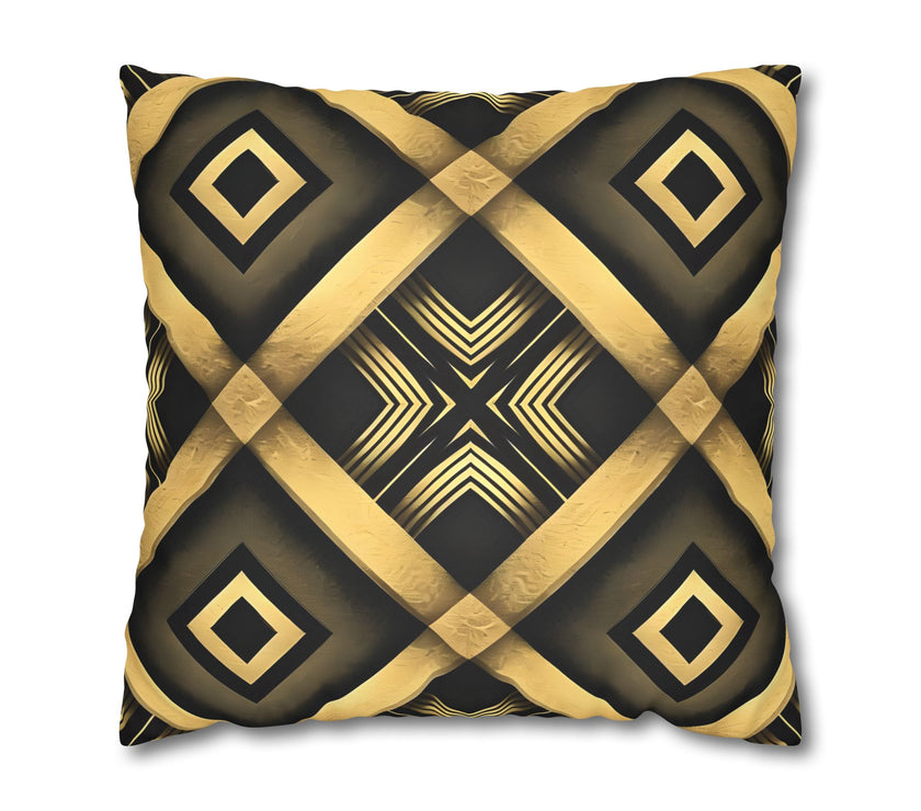 Gold & Black Faux Suede Square Pillowcase