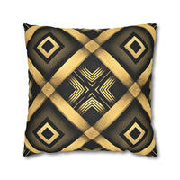 Gold & Black Faux Suede Square Pillowcase