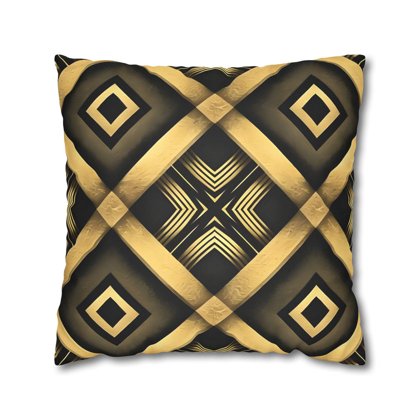 Gold & Black Faux Suede Square Pillowcase