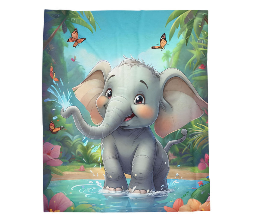 Elephant Velveteen Plush Blanket