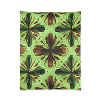 Eco-Friendly Floral Comforter, Nature-Inspired Bedding, Cozy Home Decor, Gift for Plant Lovers, Green and Brown Design