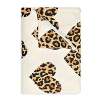 Velveteen Microfiber Blanket, Leopard Print Heart Throw, Cozy Bedding, Animal Lover Gift, Double-sided Couch Cover, Home Decor Accent