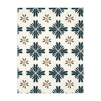 Green and White Floral Velveteen Microfiber Blanket (Two-sided print)