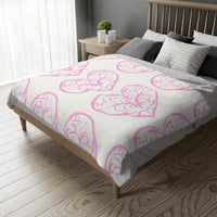 Blanket, soft, cozy, pink heart design, gift for her, home decor, Valentine's Day gift, dorm essential