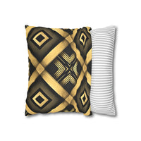 Gold & Black Faux Suede Square Pillowcase