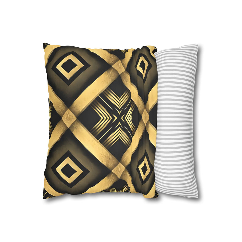 Gold & Black Faux Suede Square Pillowcase