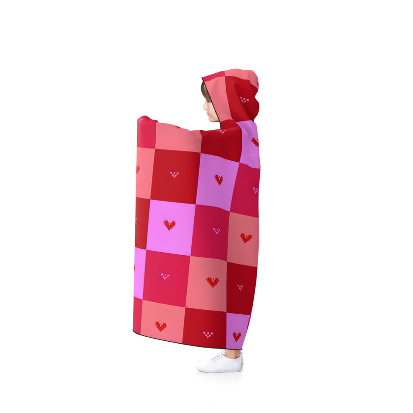 Cozy Valentine's Hooded Blanket, Perfect for Snuggling, Gift for Her, Warm Throw, Heart Pattern, Relaxing Chill Days