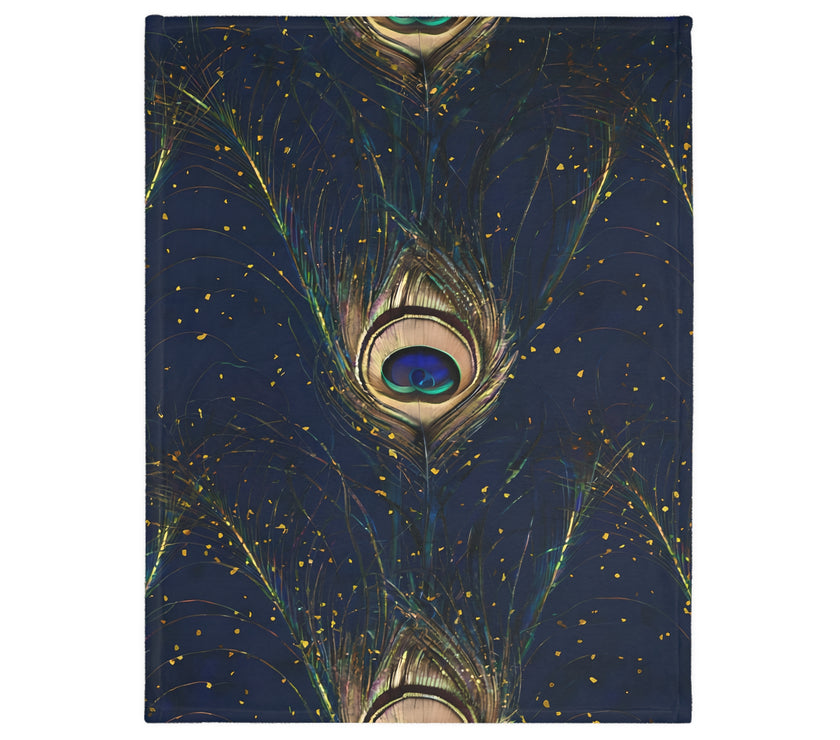Peacock Feather Velveteen Microfiber Blanket (Two-sided print)