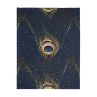 Peacock Feather Velveteen Microfiber Blanket (Two-sided print)