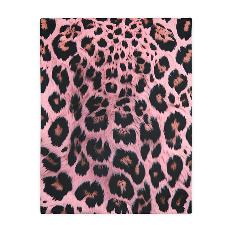 Pink Animal Print Velveteen Microfiber Blanket (Two-sided print)