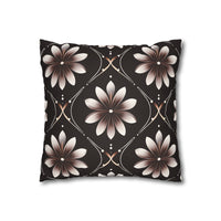 Black Floral Faux Suede Square Pillowcase