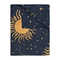 Sun Moon Stars Velveteen Microfiber Blanket (Two-sided print)