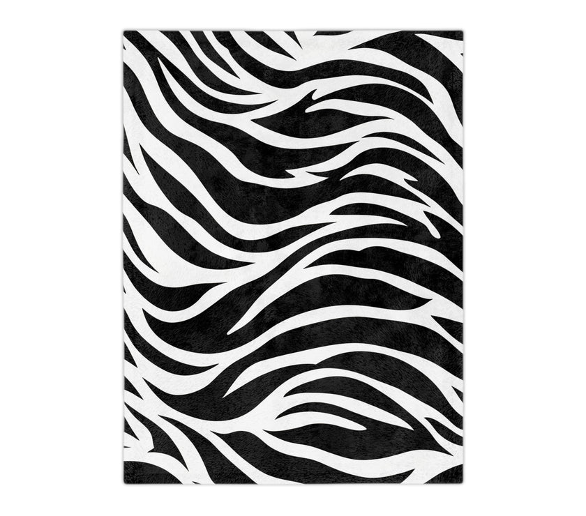 Black and White | Zebra Lines Velveteen Microfiber Blanket