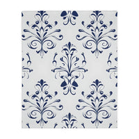 Velveteen Blanket, Blue Floral Print, Soft Throw for Home and Living Room Decor - Microfiber Reversible Couch Cover, Cozy Bedding, Floral