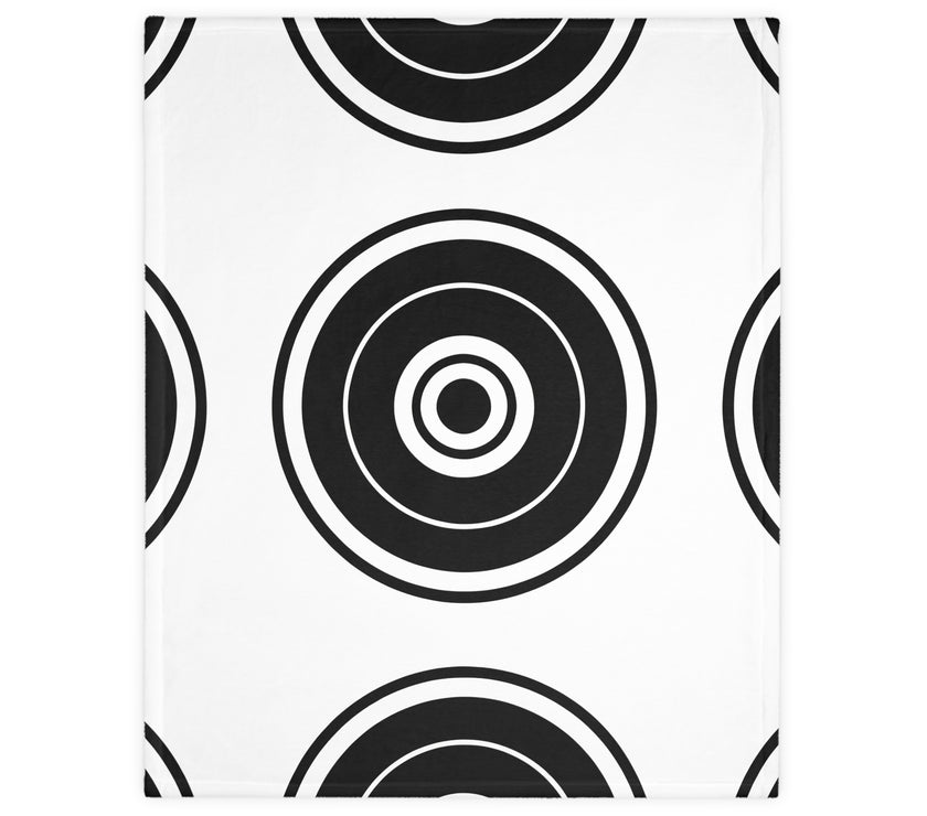 Black and white Circle Pattern Velveteen Microfiber Blanket (Two-sided print)