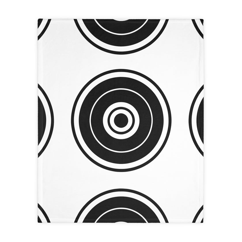 Black and white Circle Pattern Velveteen Microfiber Blanket (Two-sided print)