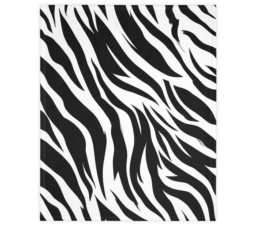 Velveteen Microfiber Blanket (Two-sided print) - Black and White Zebra Stripes, Cozy Throw for Home Decor, Animal Lover Gift, Safari Chic