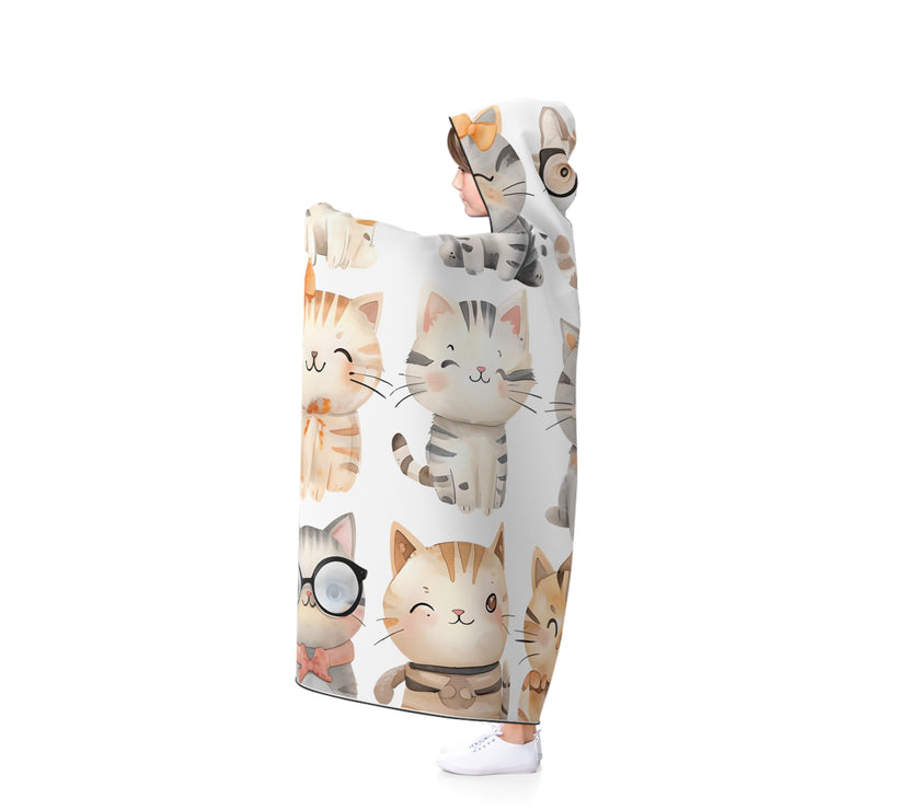 Cute Cat Hooded Blanket, Cozy Cat Wrap for Cat Lovers, Perfect Gift for Kids & Adults, Great for Sleepovers or Relaxing