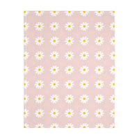 Velveteen Microfiber Blanket, White Daises on Pink Floral Throw, Soft Fleece Bedding, Cozy Couch Decoration, Home Decor Gift, Lightweight