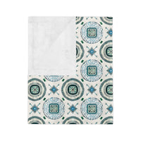 Blue and White Velveteen Microfiber Blanket
