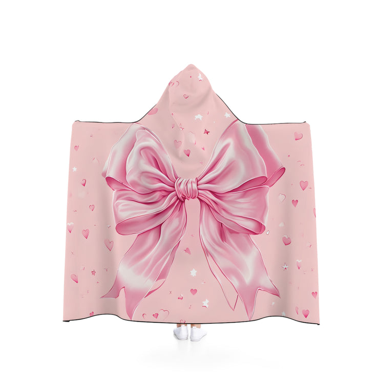 Cozy Pink Bow Hooded Blanket | Cute Gift for Her, Valentine's Day, Stay Warm, Kid's Party, Home Decor, Elegant