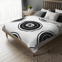 Black and white Circle Pattern Velveteen Microfiber Blanket (Two-sided print)