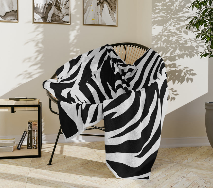 Black and White | Zebra Lines Velveteen Microfiber Blanket