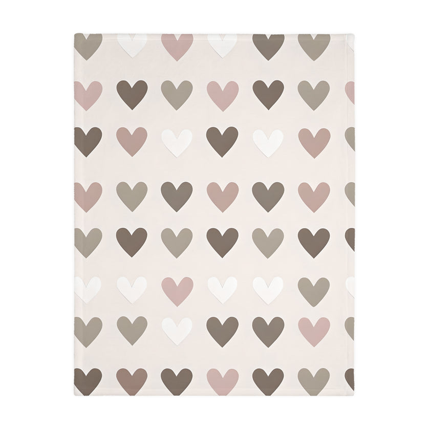 Pink Hearts Velveteen Microfiber Blanket (Two-sided print)