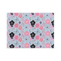 Blue, Pink Floral Velveteen Microfiber Blanket