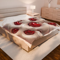 Cherries Plush Blanket, Red Cherry Throw Blanket, Cozy Bedding Decor, Fleece Bedroom Blanket, Cherry Lover Gift, Winter Warm Blanket