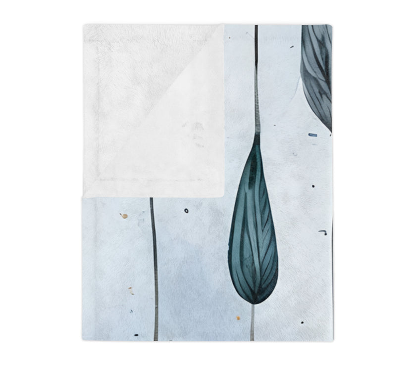 Blue and  White Velveteen Microfiber Blanket