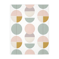 Velveteen Blanket, Pink White Grey Circle Graphic Design, Soft Cozy Throw, Warm Bedspread, Home Decor Accent, Gift for Her, Dorm Room