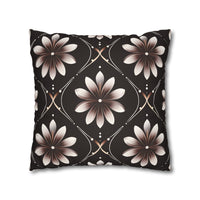 Black Floral Faux Suede Square Pillowcase