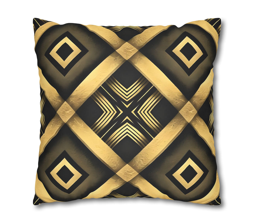 Gold & Black Faux Suede Square Pillowcase