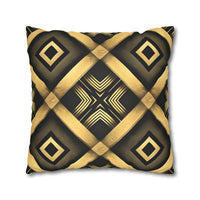 Gold & Black Faux Suede Square Pillowcase