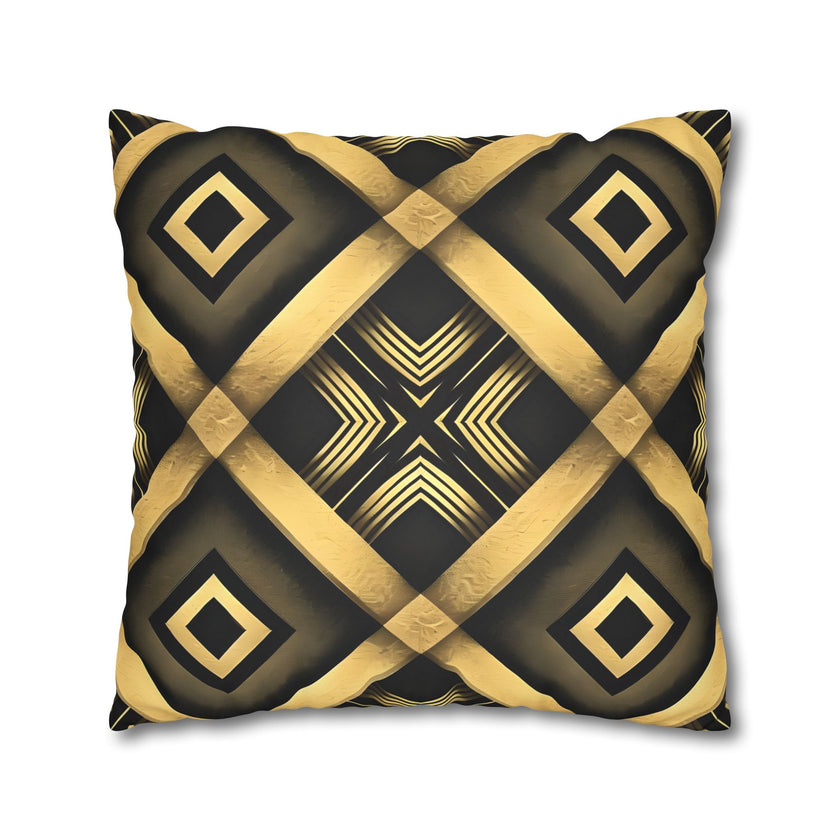 Gold & Black Faux Suede Square Pillowcase