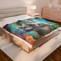 Elephant Velveteen Plush Blanket