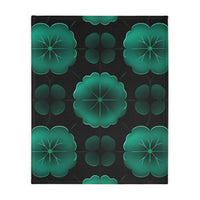 Green Jade Floral Velveteen Microfiber Blanket (Two-sided print)