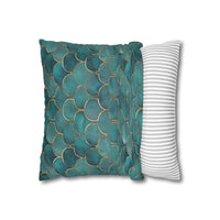 Blue/Green Faux Suede Square Pillowcase
