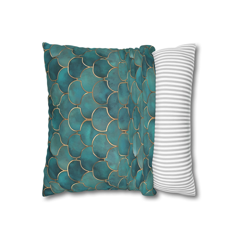 Blue/Green Faux Suede Square Pillowcase
