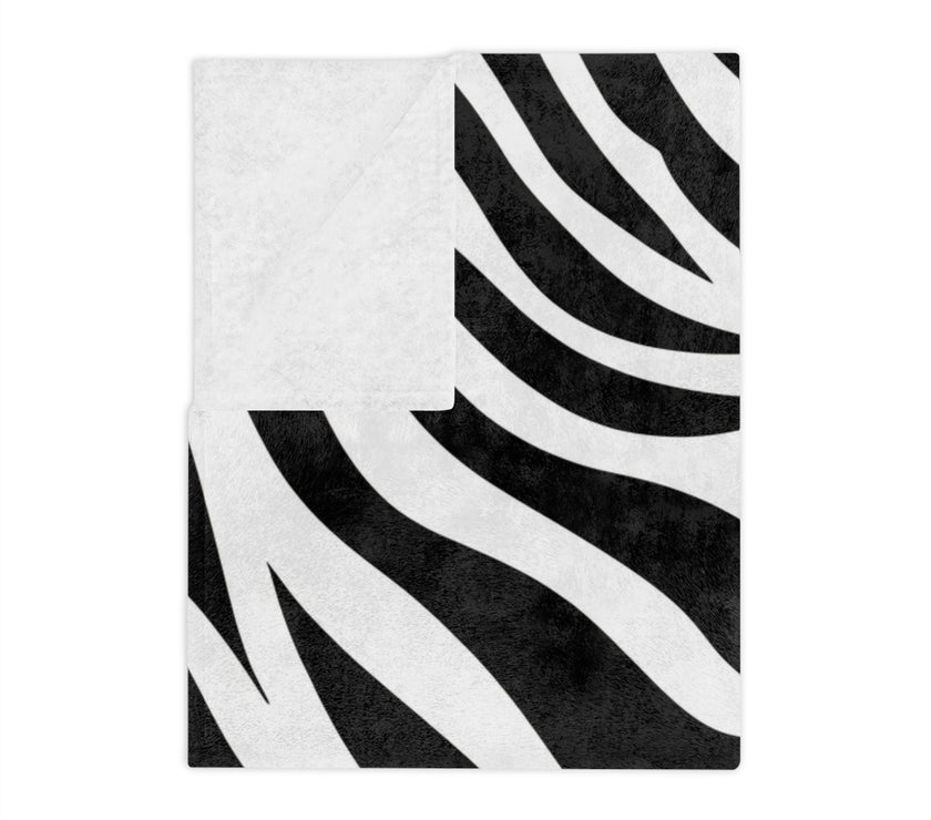 Black and White | Zebra Lines Velveteen Microfiber Blanket